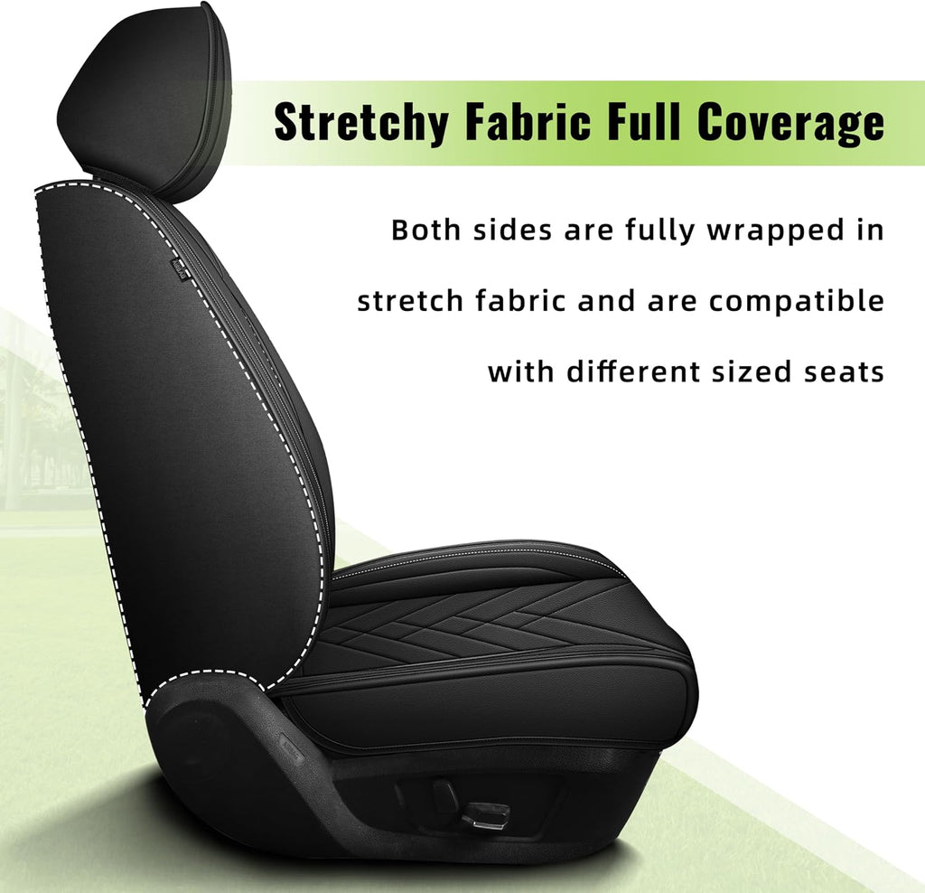 AOMSAZTO Front Seat Covers Fit for Nissan Rogue 2010-2025 2026 Waterproof Faux Leather Car Seat Cover Compatible with Airbag(2PCS Front, Black)