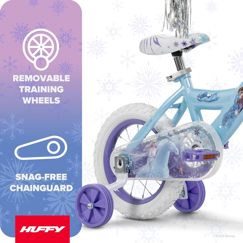 Huffy Disney Girls' Bikes, 12/16 Inch Sizes, Ages 3+ Years Old, Disney Princess, Minnie Mouse, Frozen Bicycles, Characters, Removable Training Wheels, Streamers, Easy Assembly, Durable, Safe