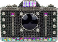 HUANG ZHUANG Cute Camera Shape Crystal Clutch Purse Mini Rhinestone Evening Bag Wedding Handbag Party Women Purse