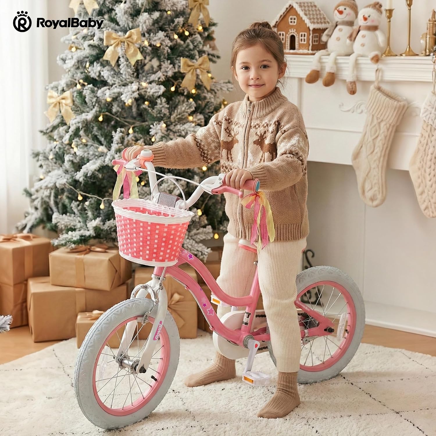 RoyalBaby Girls Bike, Stargirl EZ Kids Bike Balance and Pedal Bicycle with Basket and Dual Handbrake, 12 14 16 18 Inch Toddlers to Big Kids 3-8 Years, Multiple Colors