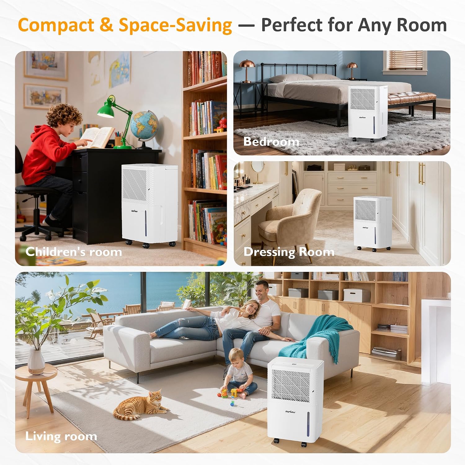25 Pint Dehumidifier with Drain Hose: for Whole Home & Large Rooms up to 1500 Sq.Ft, 71OZ Tank, Auto Shut Off, 24H Timer, Ideal for Basement, Bedroom, Garage, RV, White