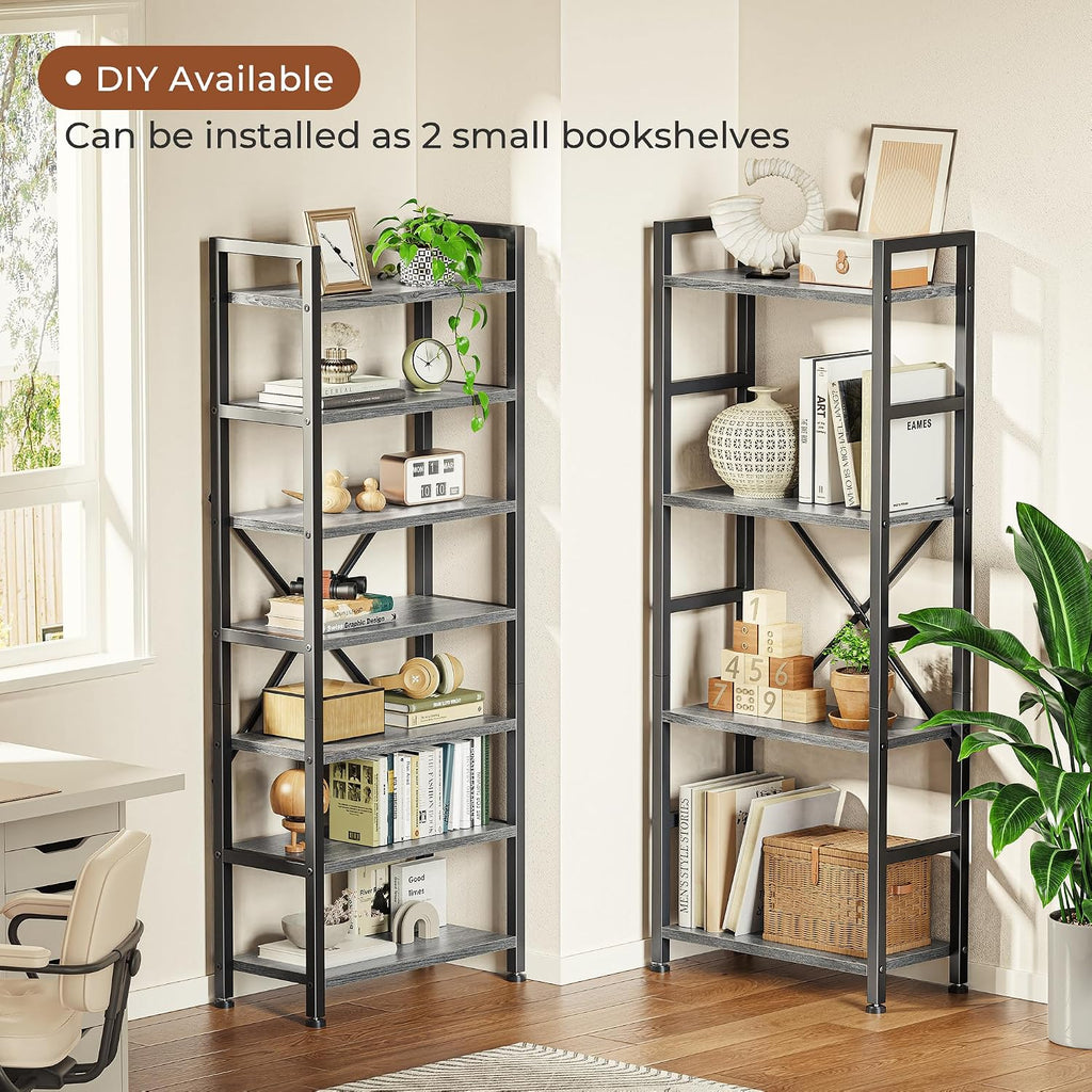SUPERJARE Triple Bookshelf, Bookcase with 11 Open Display Shelves, Wide Book Shelf Book Case for Home & Office, 4 Tier, Grey