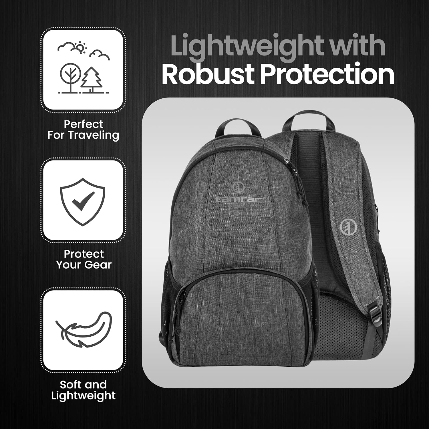 Tamrac Tradewind 24 Camera Backpack for Photographers, Compact DSLR Camera Bag with Laptop Compartment, Professional Photography Backpack, Travel Camera Carrying Case, Mirrorless Camera Bag, Dark Grey
