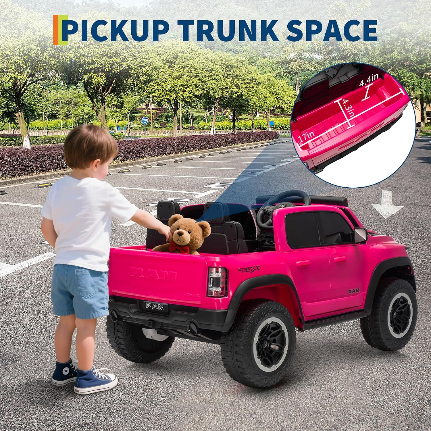 Garvee Ride On Car, Licensed RAM 12V Kids Ride On Police Car with Remote Control, Electric Pickup Truck for Toddlers, 3 Speeds, Spring Suspension, LED Lights & Parent Safety Lock