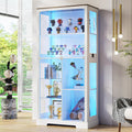 Lvifur 71' Display Cabinet with Glass Doors, Modern Curio Cabinet with 3 Color Lights, 7-Tiers Glass Display Cases for Collectibles, Tall Lego Storage Cabinet with Human Body Sensor (White)