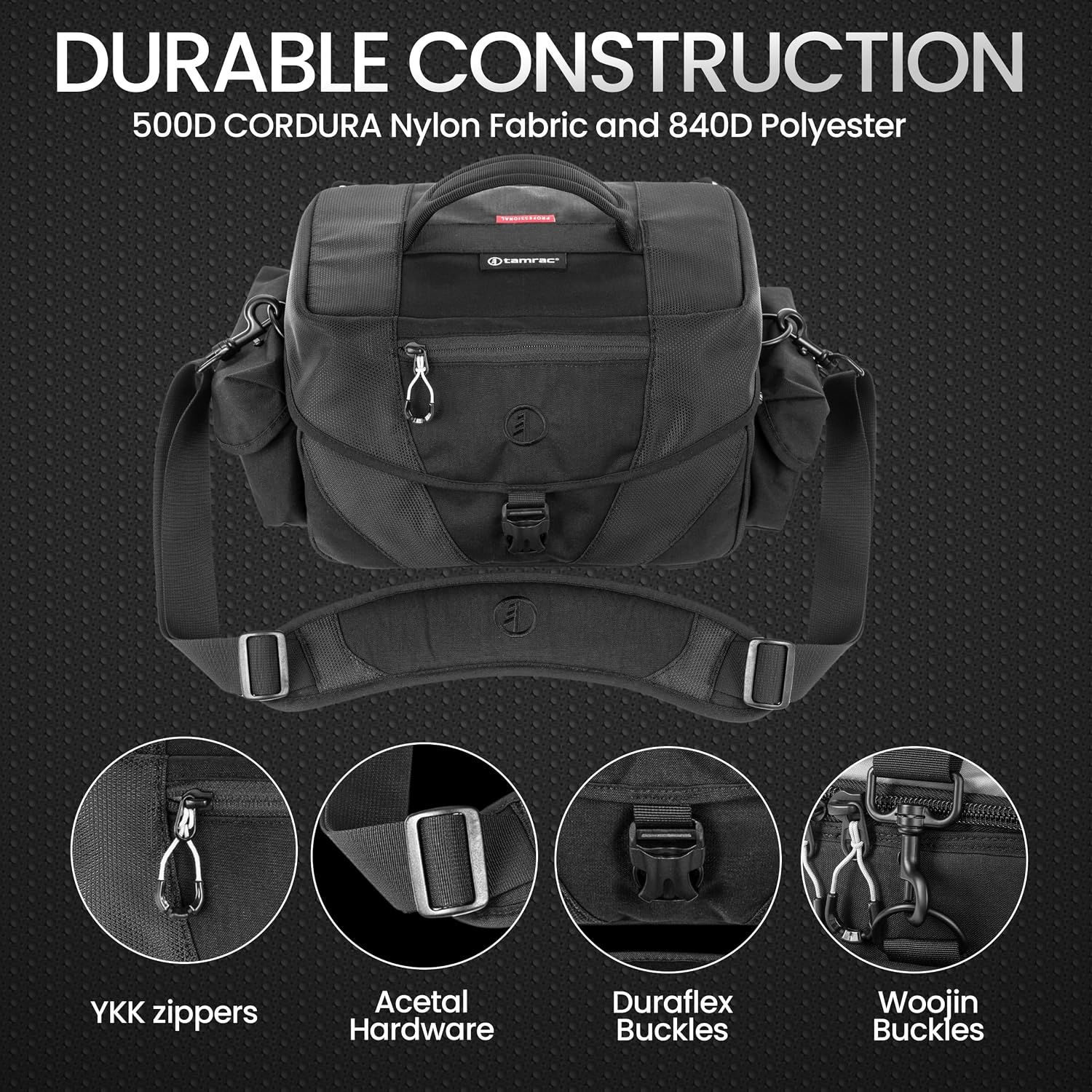 Tamrac Stratus 8 Camera Bag for Photographers, Camera Case for Photography Accessories, Shoulder Bag for DSLR and Mirrorless Cameras, Crossbody Camera Bag with Tripod Holder Strap - Black