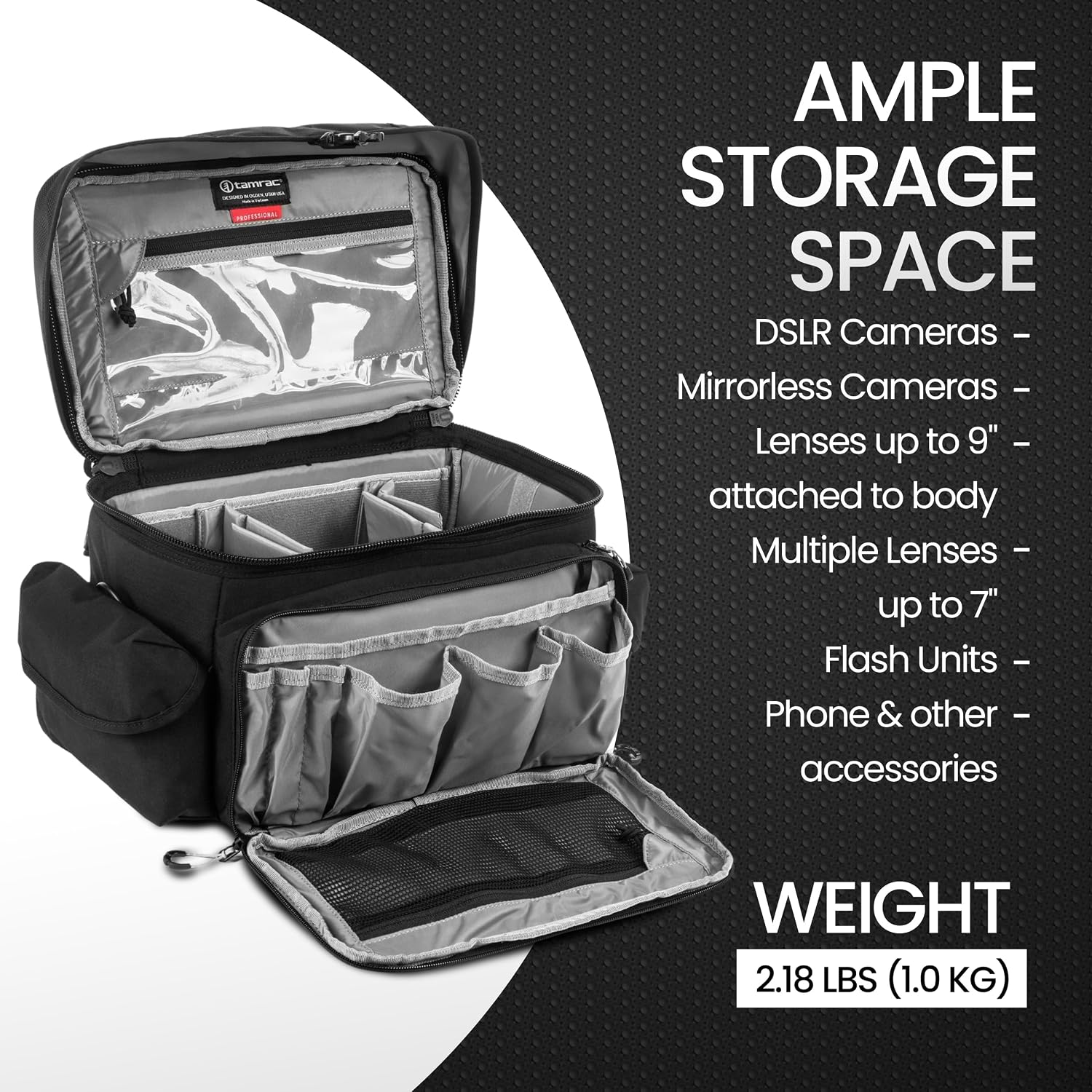 Tamrac Stratus 8 Camera Bag for Photographers, Camera Case for Photography Accessories, Shoulder Bag for DSLR and Mirrorless Cameras, Crossbody Camera Bag with Tripod Holder Strap - Black