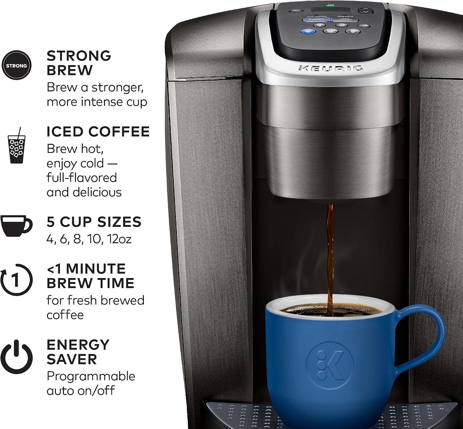 Keurig K-Elite Single-Serve K-Cup Pod Coffee Maker, Brushed Slate, 12 oz. Brew Size 3-Month Brewer Maintenance Kit