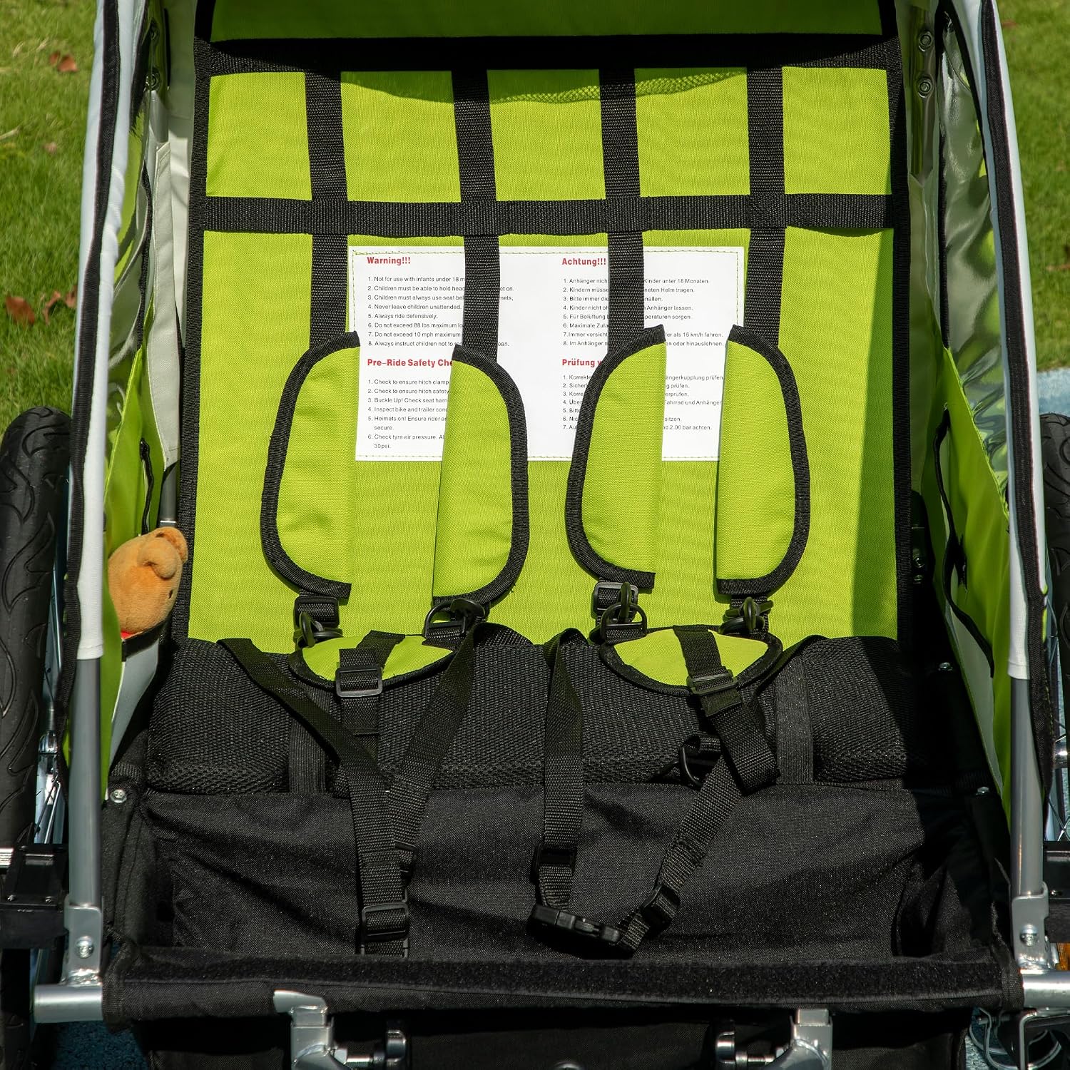 Aosom Elite 360 Swivel Bike Trailer for Kids Double Child Two-Wheel Bicycle Cargo Trailer with 2 Security Harnesses