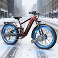PUCKIPUPPY Dual Motor Electric Bike for Adults 1600W, 48V 20AH Battery with Torque Sensor, Full Suspension, 26' Fat Tire, 28MPH, 8 Speed Mountain Electric Bicycle, 80 Mile Range, Golden Retriever Pro