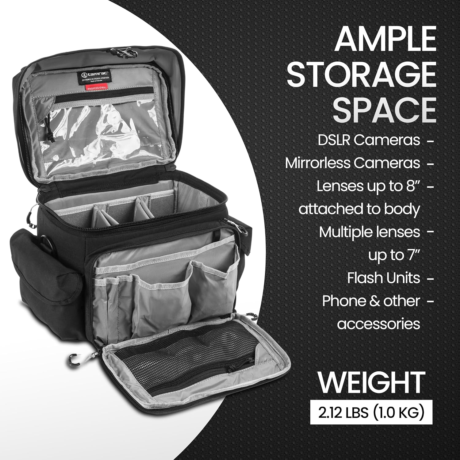 Tamrac Stratus 6 Camera Bag for Photographers, Camera Case for Photography Accessories, Shoulder Bag for DSLR and Mirrorless Cameras, Crossbody Camera Bag with Tripod Holder Strap - Black