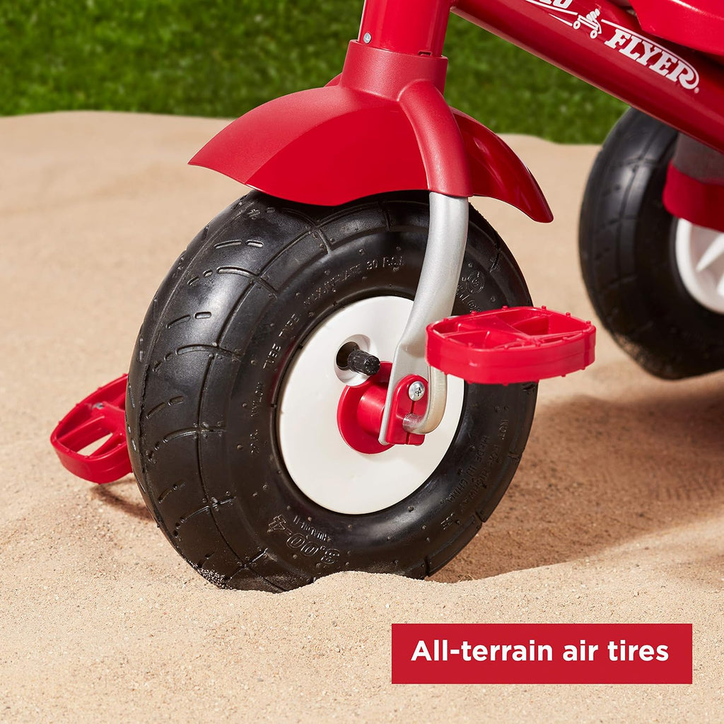 Radio Flyer Ultimate All-Terrain Stroll 'N Trike, Ages 1-5, Convertible 4-in-1 Tricycle, All-Terrain Tires, Parent Push Handle, UV Canopy, Accessories, Safety Harness, Stroller Tricycle for Toddlers