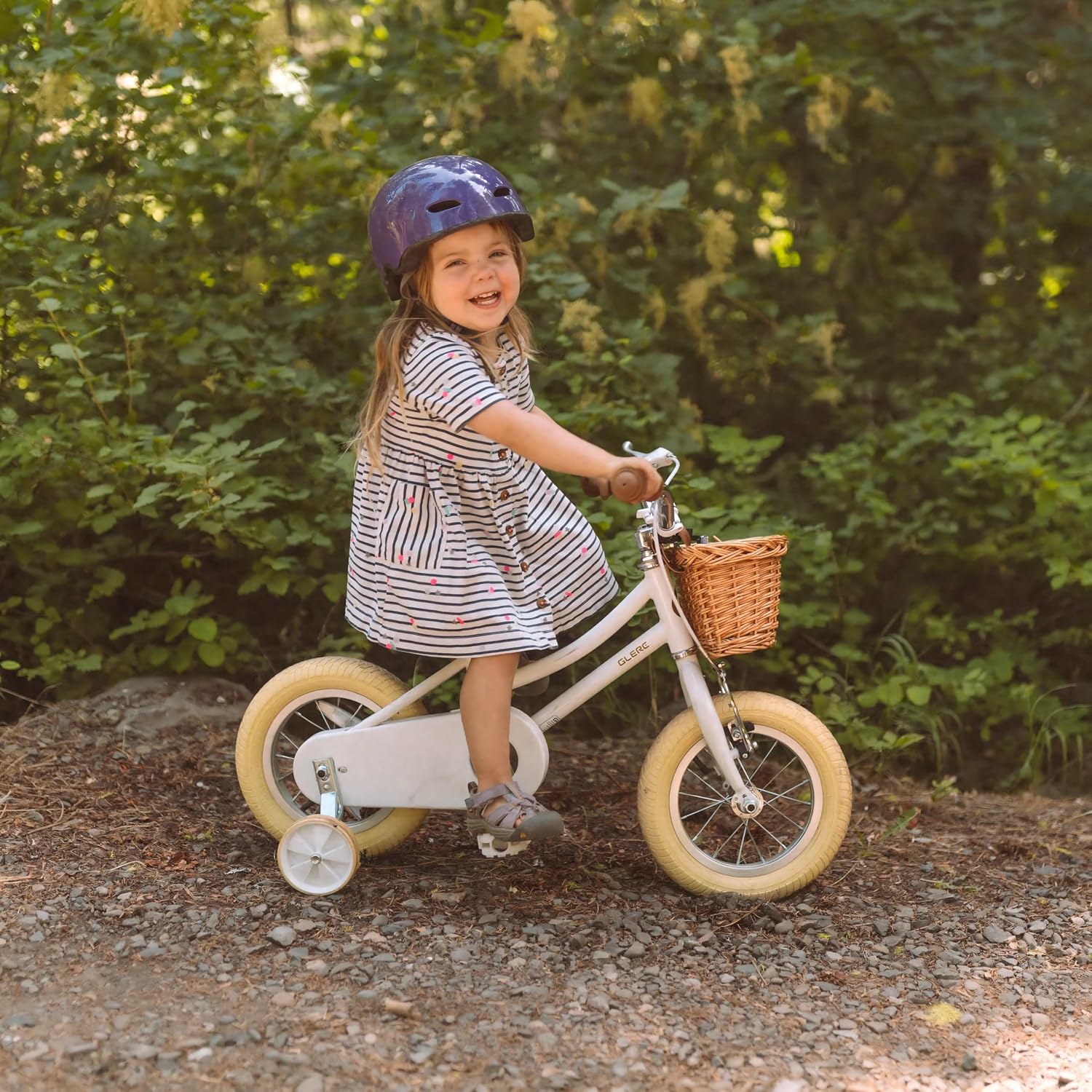 Glerc Little Molly 12-20 Inch Kids Retro Cruiser Bike for 2-13 Year Old with Wicker Basket & Training Wheels/Kickstand, Multiple Colors
