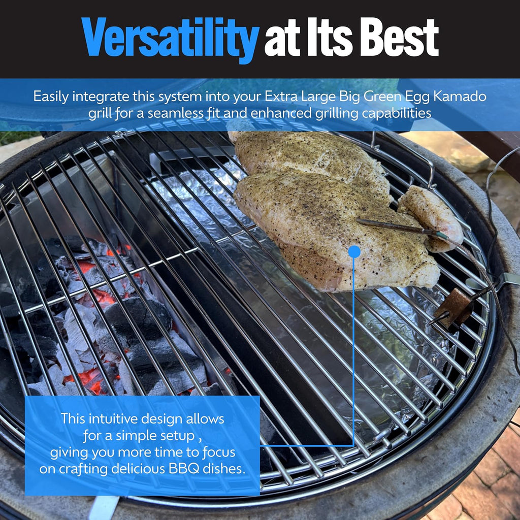 SnS Grills Slow 'N Sear® 5-Piece Cooking System - Patented Charcoal Basket with Removeable Water Reservoir, EasySpin Grate, Drip Pan for Low 'N Slow Smoking & Charcoal Grilling on Big Green Egg XL