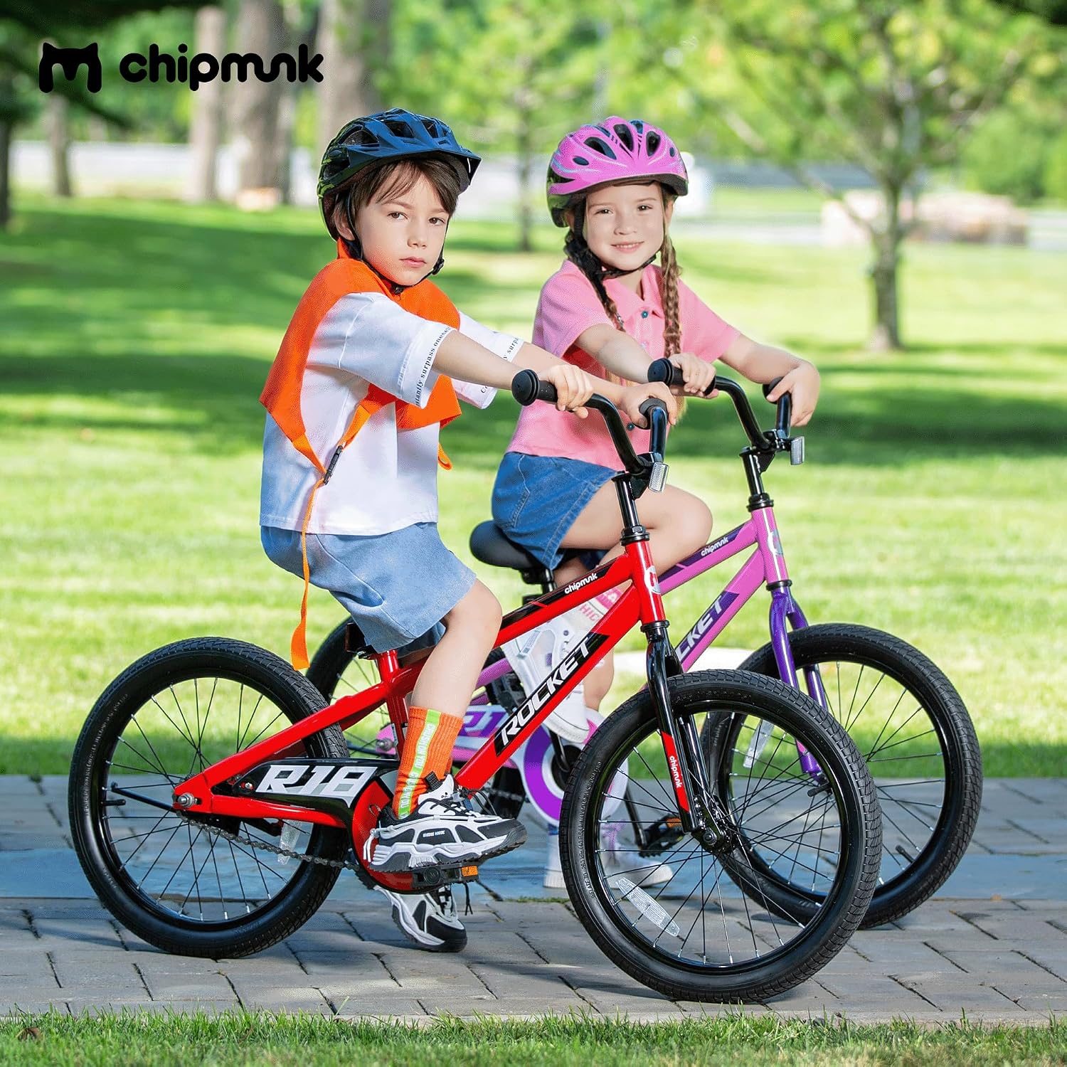 Chipmunk Kids Bike 12 14 16 18 Inch Bicycle with Training Wheels Beginners Boys Girls Ages 3-10 Years Multiple Colors
