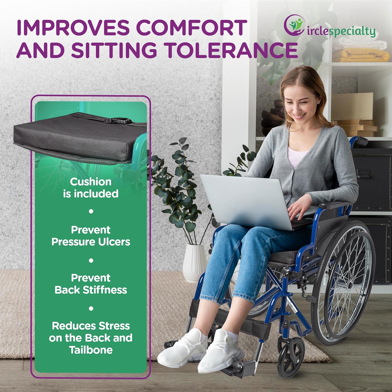 Ziggo 16' Seat Width Pediatric Wheelchair for Kids & Children, Lightweight, Manual Folding Wheelchair w/Safety Belt, Swing-Away Foot Support w/Straps, Desk Length Arm Rests, Free Cushion Accessory
