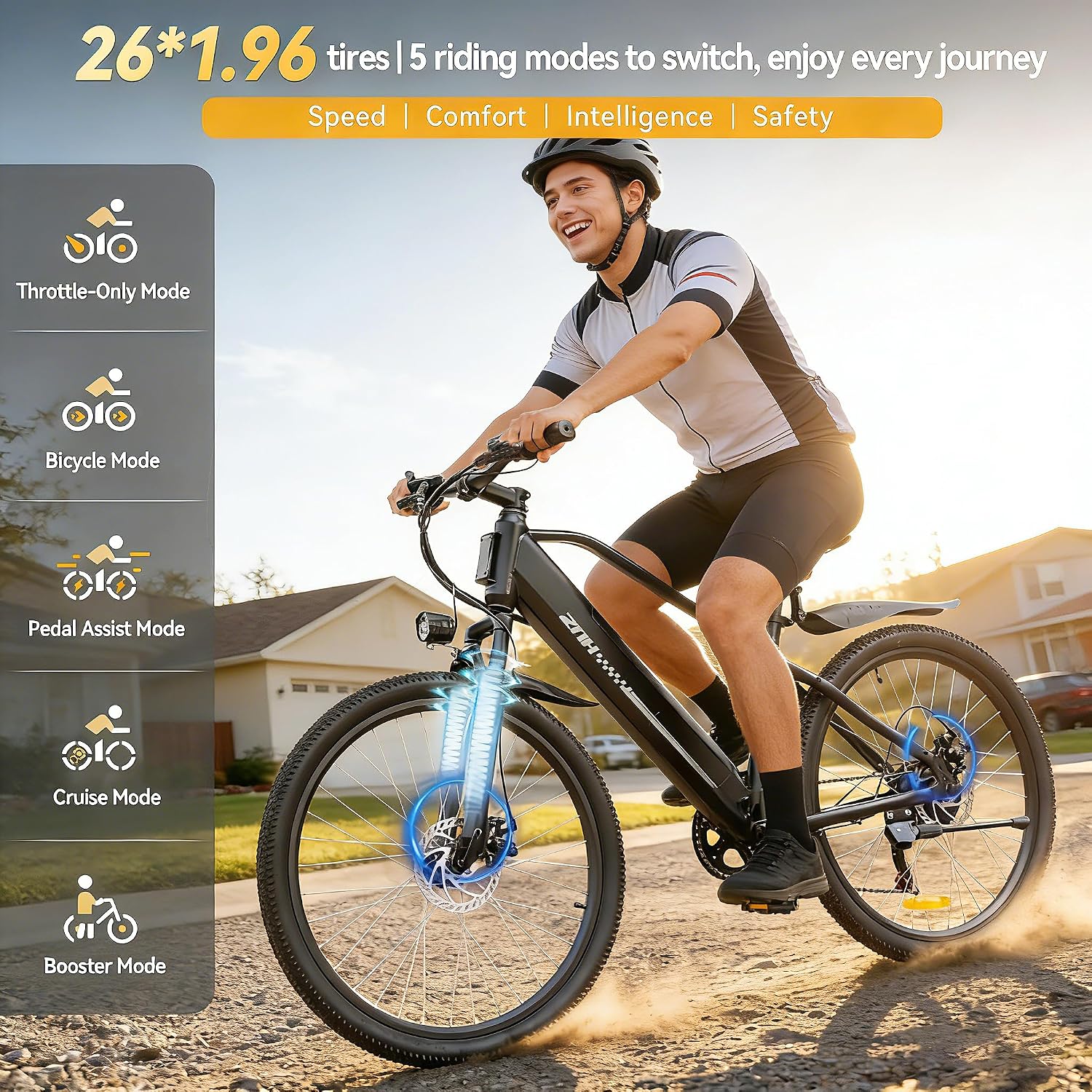 ZNH Electric Bike for Adults, 1000W Peak Motor 28MPH Mountain Ebike, 48V 13Ah Removable Battery Up to 65 Miles, 26' Electric Bicycle with 21-Speed Gear & Front Suspension, UL 2849 Certified