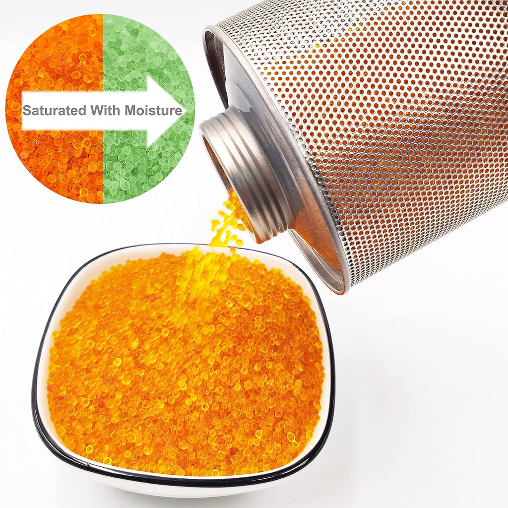 Wisesorb 750 Grams 16 Pack Gun Safe Dehumidifier, Reusable Canister Desiccant Dehumidifier, Rechargeable 1.65 Lbs Indicating Silica Gel Orange To Green