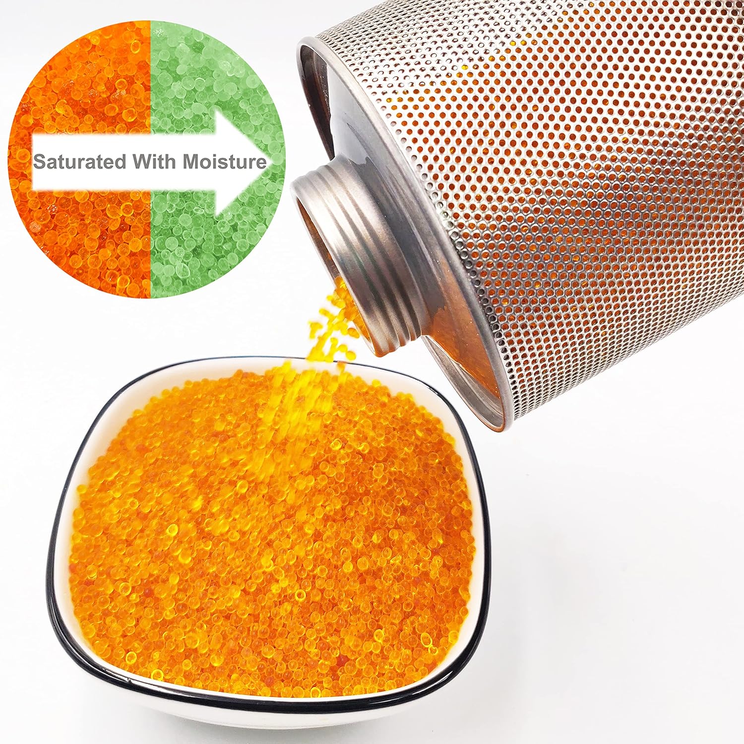 Wisesorb 750 Grams 16 Pack Gun Safe Dehumidifier, Reusable Canister Desiccant Dehumidifier, Rechargeable 1.65 Lbs Indicating Silica Gel Orange To Green