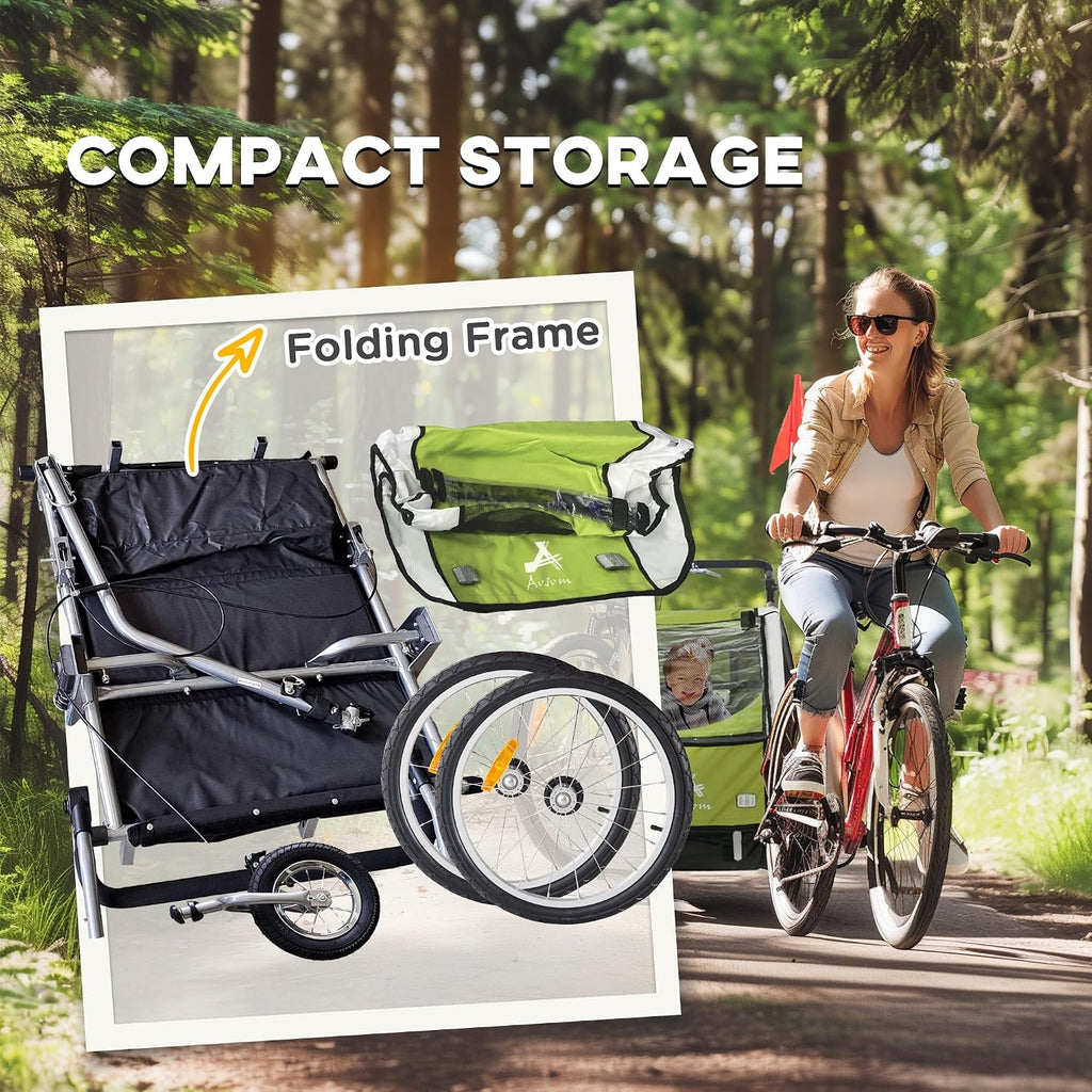 Aosom Elite 360 Swivel Bike Trailer for Kids Double Child Two-Wheel Bicycle Cargo Trailer with 2 Security Harnesses