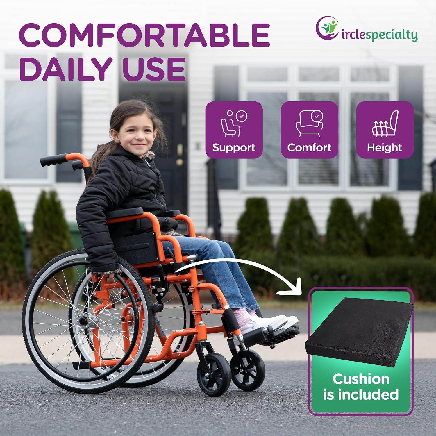 Ziggo 12' Seat Width Pediatric Wheelchair for Kids & Children, Lightweight, Manual Folding Wheelchair w/Safety Belt, Swing-Away Foot Support w/Straps, Desk Length Arm Rests, Free Cushion Accessory