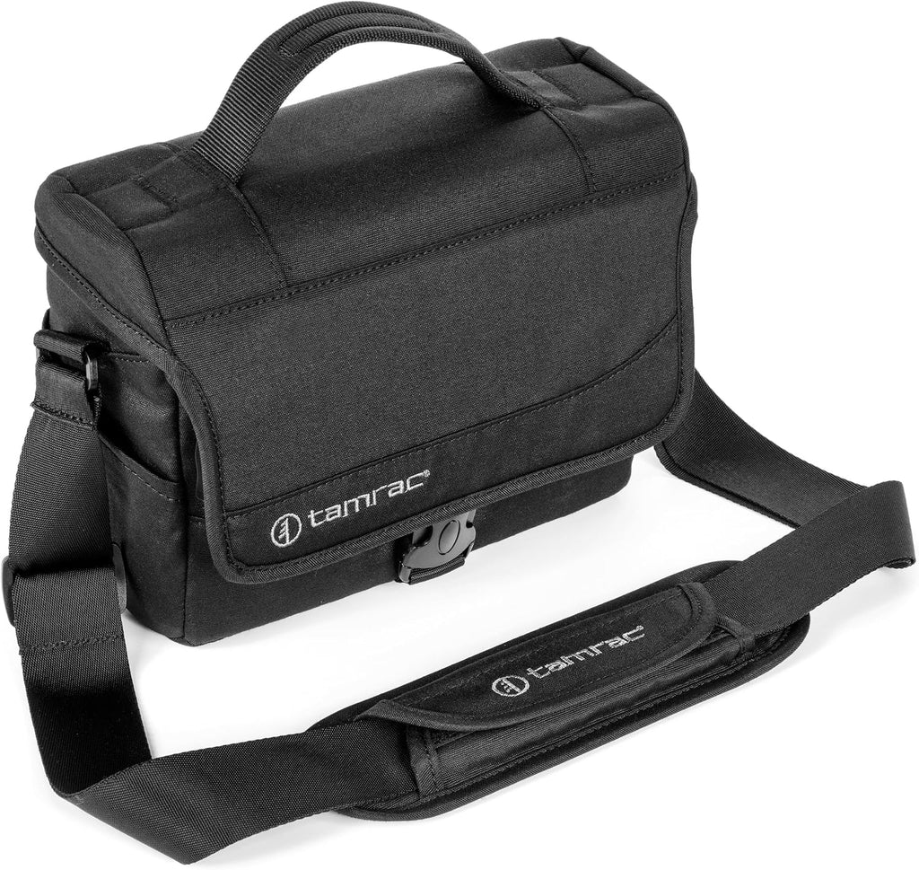 Tamrac Derechoe 3 Camera Bag for Photographers, Camera Case for Photography Accessories, Shoulder Bag for Compact DSLR and Mirrorless Cameras, Crossbody Camera Bag with Tablet Sleeve - Black