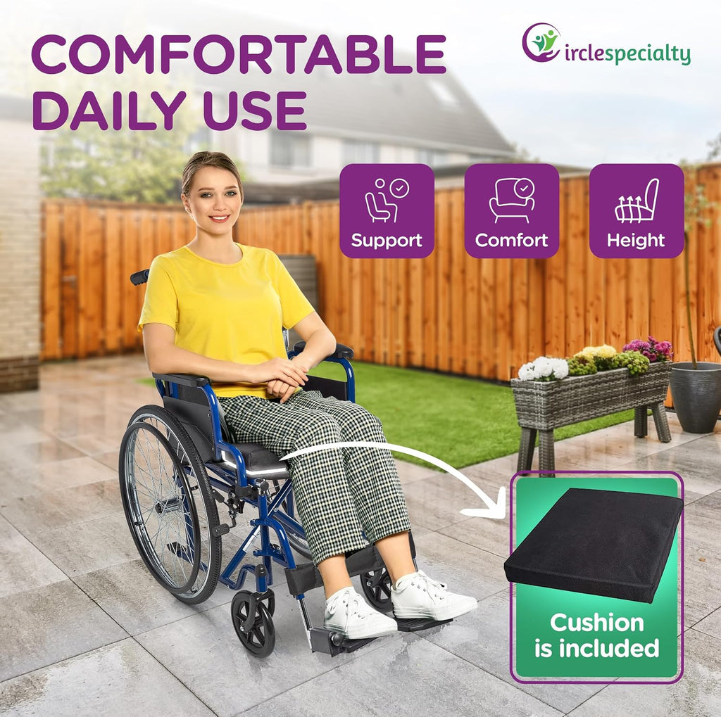 Ziggo 16' Seat Width Pediatric Wheelchair for Kids & Children, Lightweight, Manual Folding Wheelchair w/Safety Belt, Swing-Away Foot Support w/Straps, Desk Length Arm Rests, Free Cushion Accessory