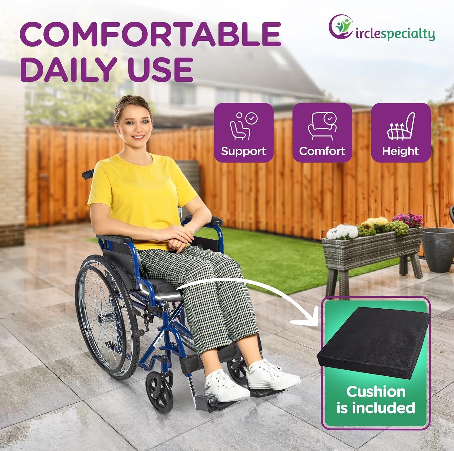 Ziggo 16' Seat Width Pediatric Wheelchair for Kids & Children, Lightweight, Manual Folding Wheelchair w/Safety Belt, Swing-Away Foot Support w/Straps, Desk Length Arm Rests, Free Cushion Accessory