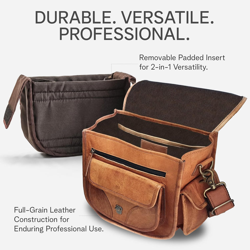 rofozzi Leather Camera Bag for Women, Vintage Crossbody Camera Bag with Removable Insert for Mirrorless & Small DSLR Cameras, Genuine Leather