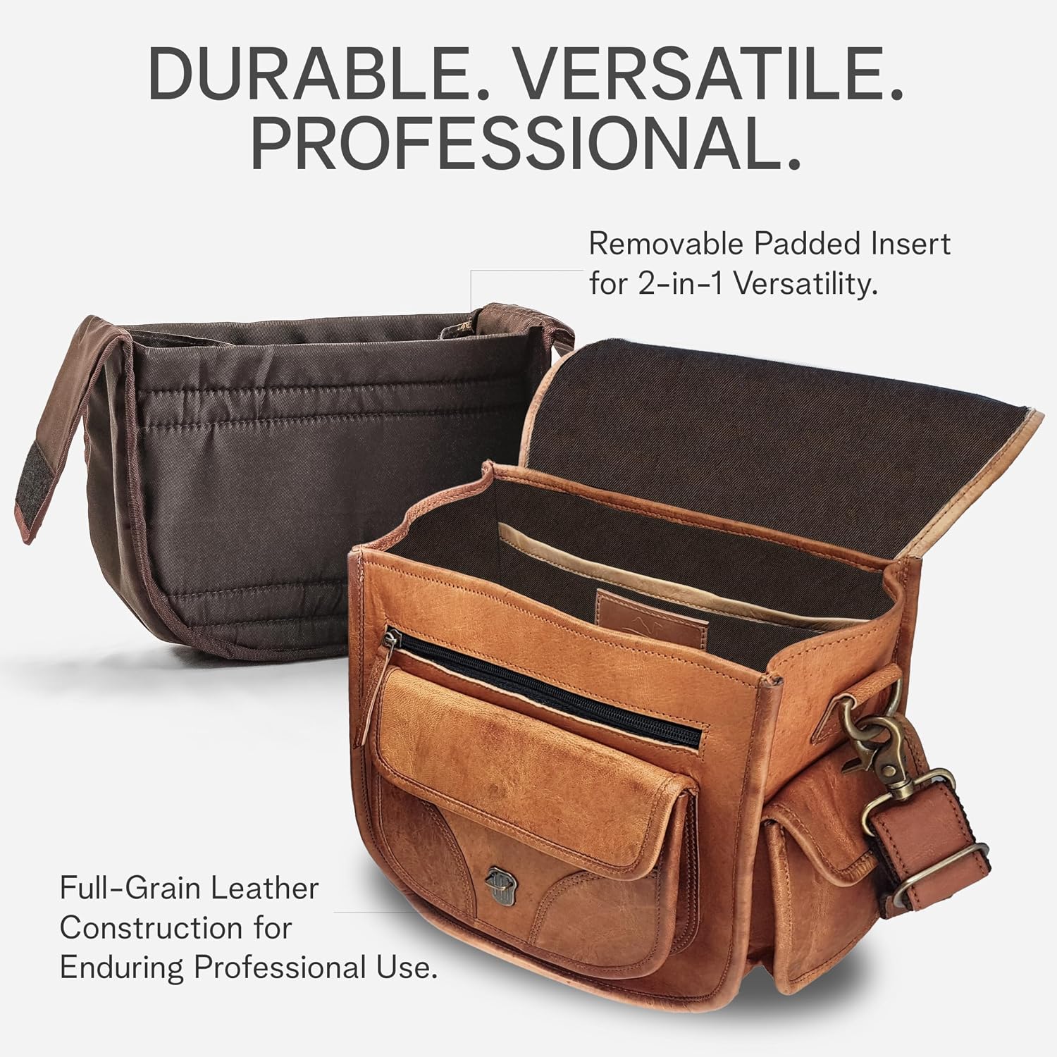 rofozzi Leather Camera Bag for Women, Vintage Crossbody Camera Bag with Removable Insert for Mirrorless & Small DSLR Cameras, Genuine Leather