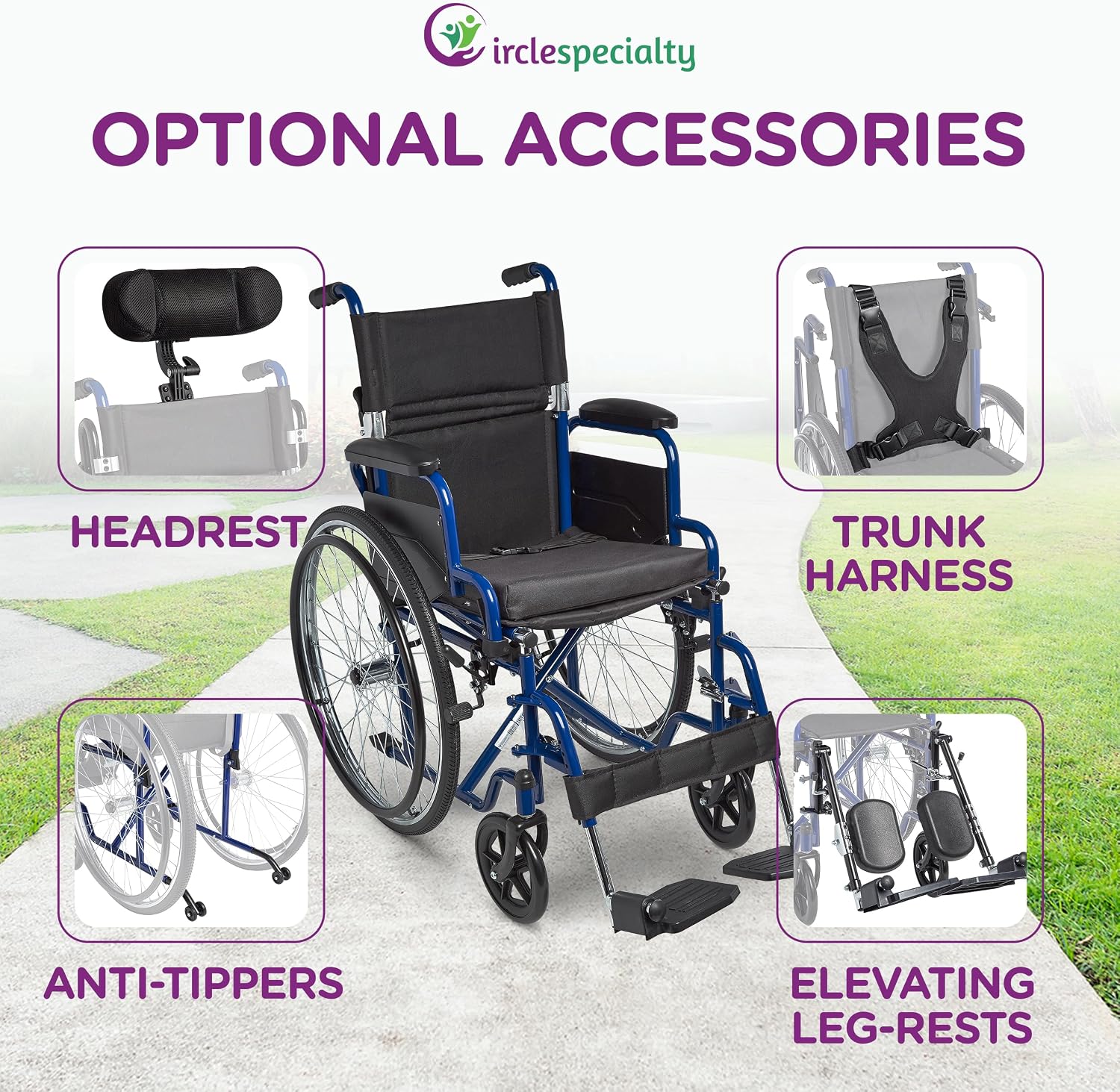 Ziggo 16' Seat Width Pediatric Wheelchair for Kids & Children, Lightweight, Manual Folding Wheelchair w/Safety Belt, Swing-Away Foot Support w/Straps, Desk Length Arm Rests, Free Cushion Accessory