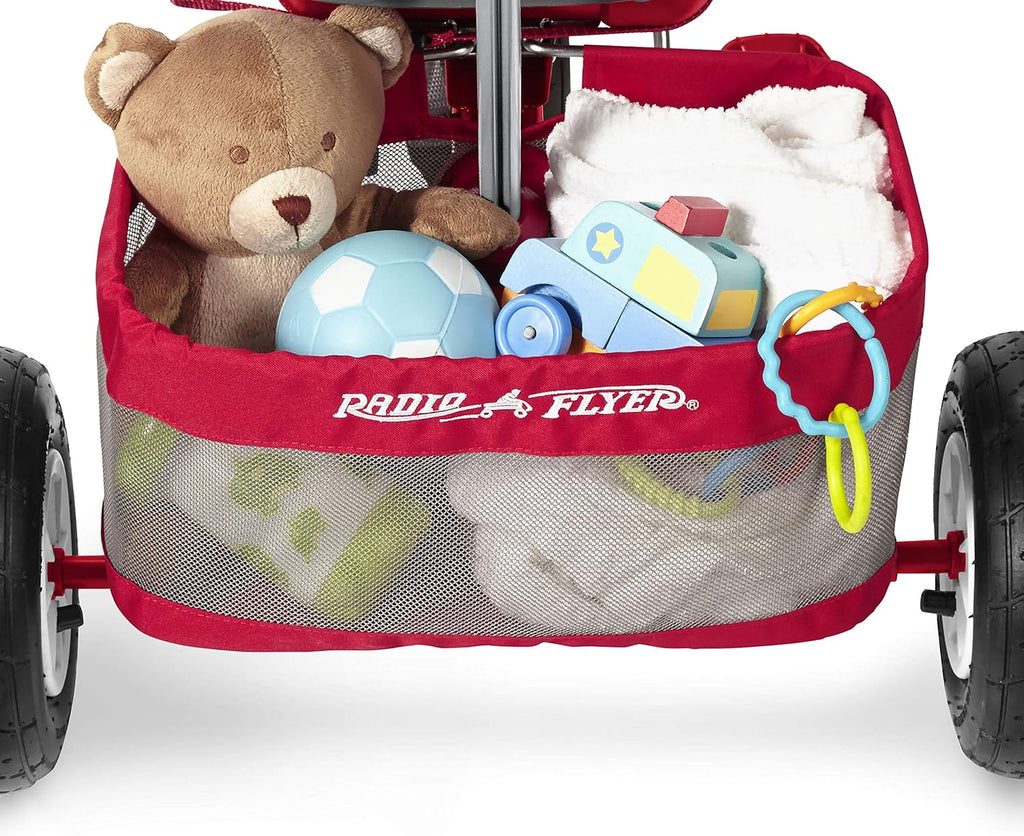 Radio Flyer Ultimate All-Terrain Stroll 'N Trike, Ages 1-5, Convertible 4-in-1 Tricycle, All-Terrain Tires, Parent Push Handle, UV Canopy, Accessories, Safety Harness, Stroller Tricycle for Toddlers