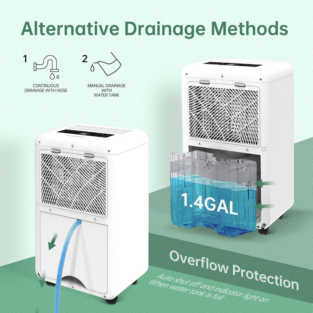 HUMSURE 4500 Sq. Ft 80 Pints Dehumidifier for Basement and Home, Bathroom, Bedroom, Equipped With Drainage Hose, Automatic Defrosting, 24-Hour Timer Function