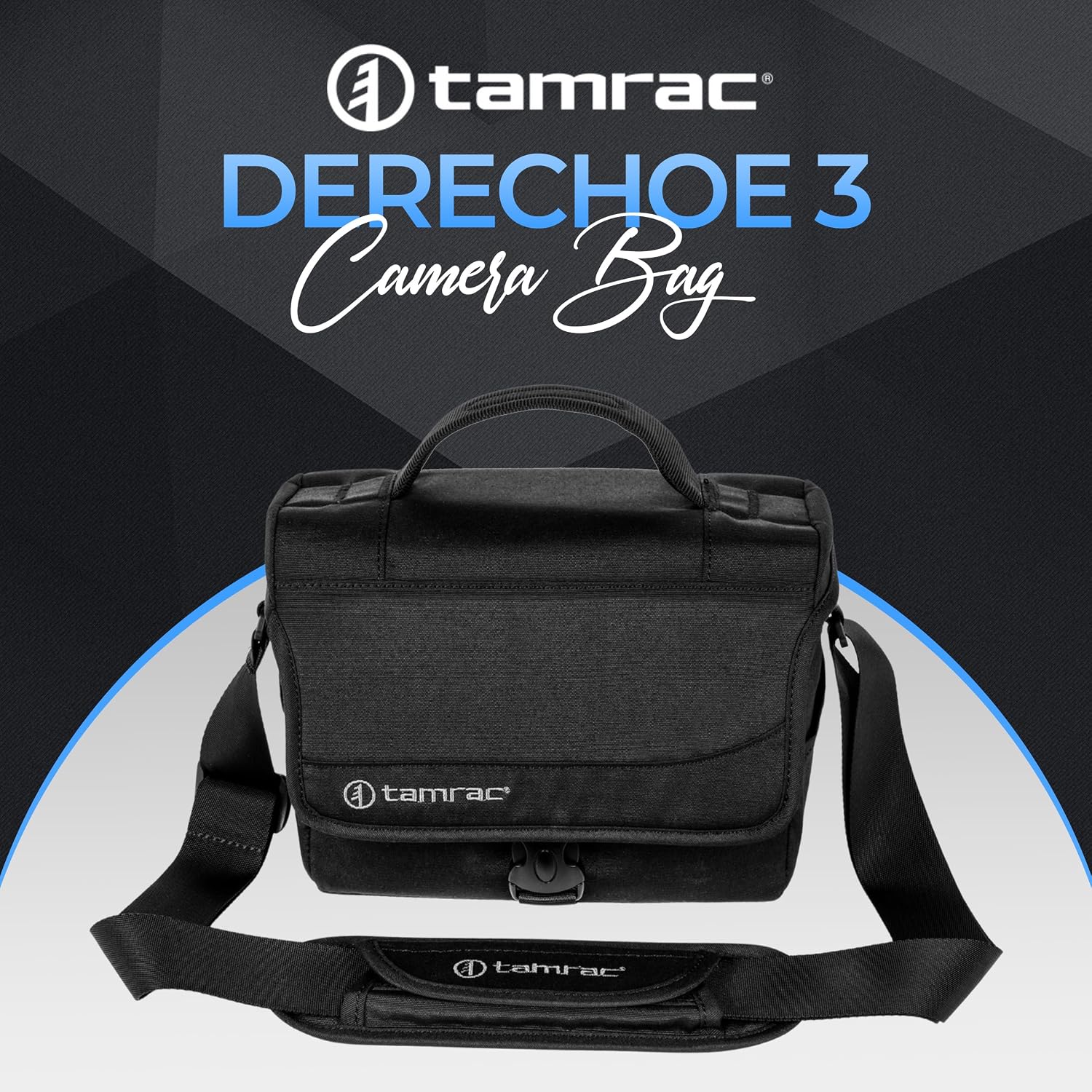 Tamrac Derechoe 3 Camera Bag for Photographers, Camera Case for Photography Accessories, Shoulder Bag for Compact DSLR and Mirrorless Cameras, Crossbody Camera Bag with Tablet Sleeve - Black