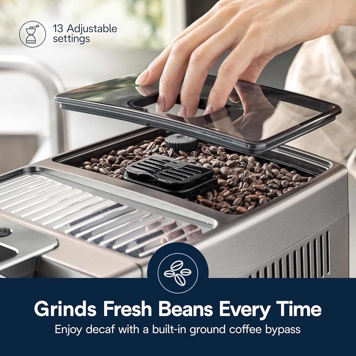 De'Longhi Dinamica Plus Connected Espresso & Coffee Machine with Automatic Milk Frother, 18 Recipes, Built in Grinder, App Compatible, LatteCrema Technology for Ideal Milk Texture, Color Touch Display