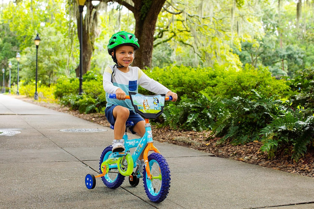 Bluey 12 Inch Kids Bike by Dynacraft for Boys and Girls with Training Wheels, Coaster Brake, Sturdy Frame, Easy Assembly, Fun Bluey Design, Beginner Toddler Bicycle