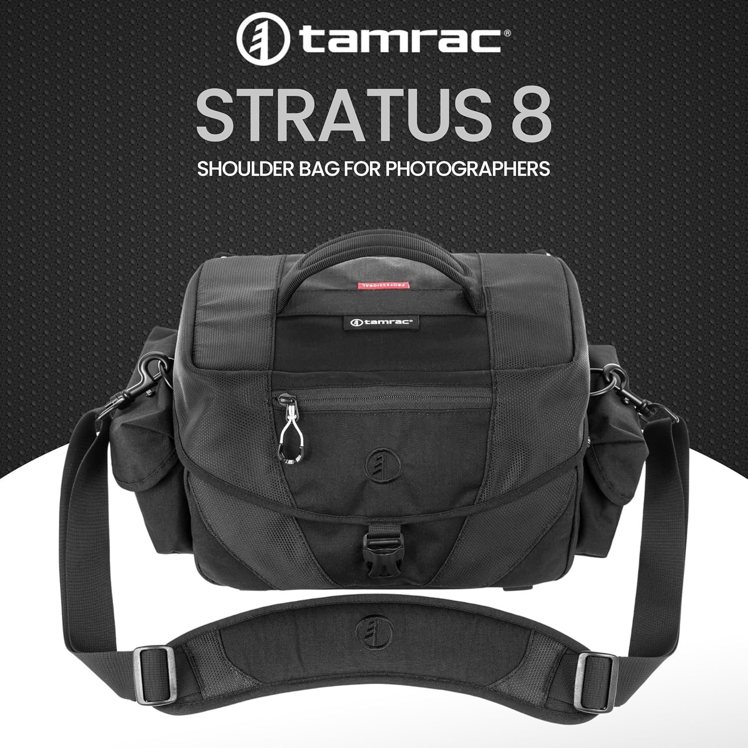 Tamrac Stratus 8 Camera Bag for Photographers, Camera Case for Photography Accessories, Shoulder Bag for DSLR and Mirrorless Cameras, Crossbody Camera Bag with Tripod Holder Strap - Black