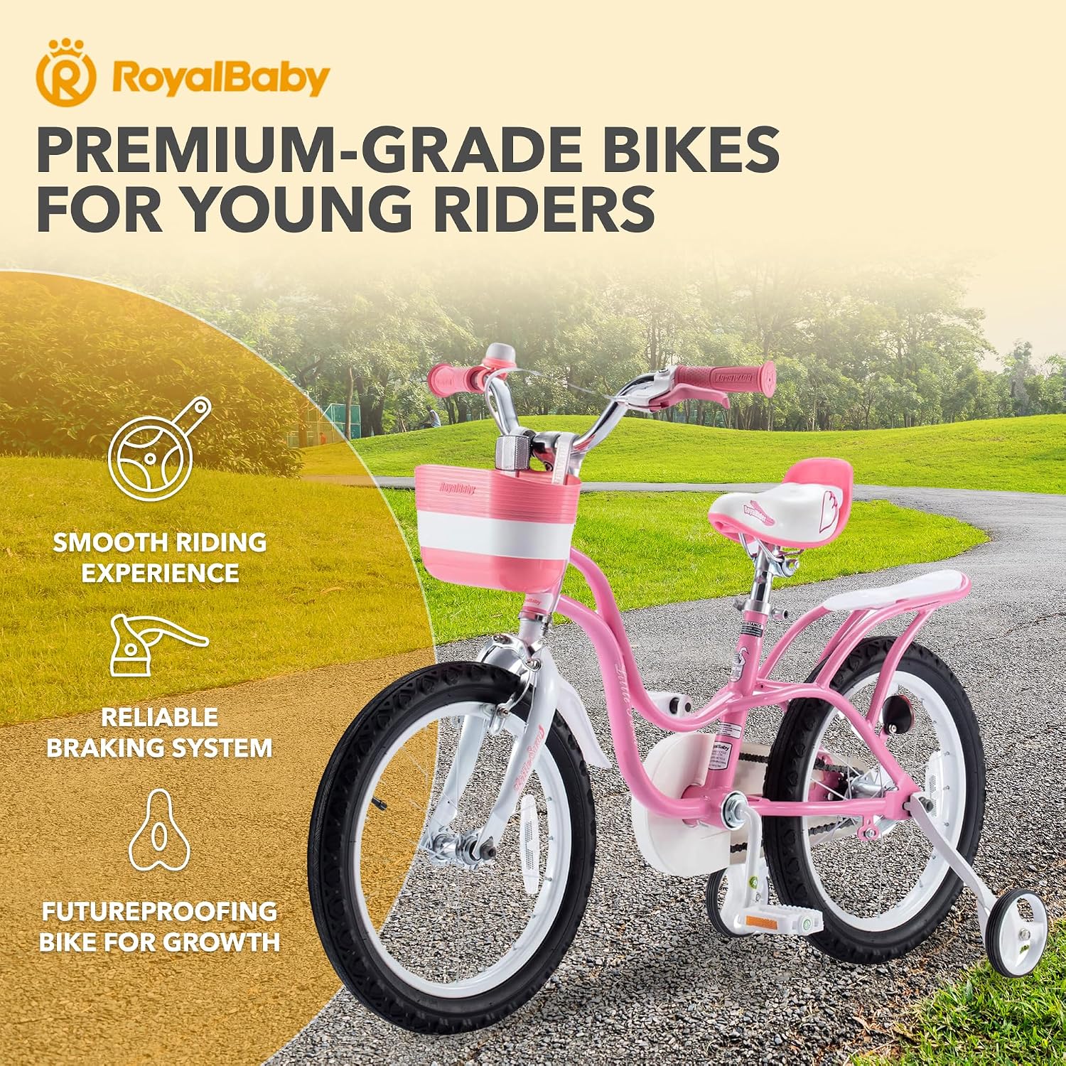 Royalbaby Princess Girls Kids Bike 12 14 16 18 20 Inch Children Bicycle with Basket for Age 3-12 Years