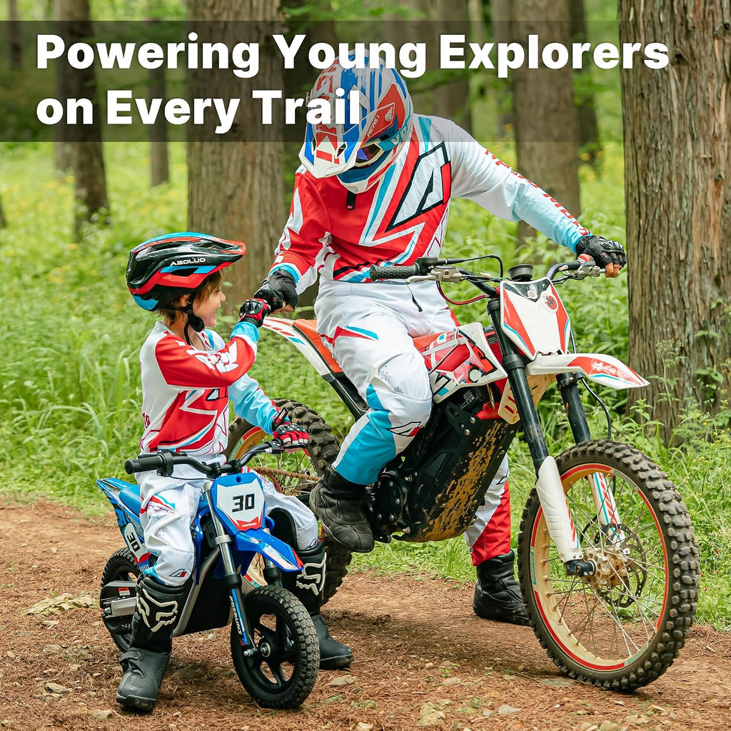 Electric Dirt Bike for Kids, Powerful Motorcycle for Ages 3-6, 24V 2.6Ah Lithium Battery, Dual Shock Absorption, 2 Speed Modes, Safe Disc Brake, 12Inch Off Road Tires, Blue
