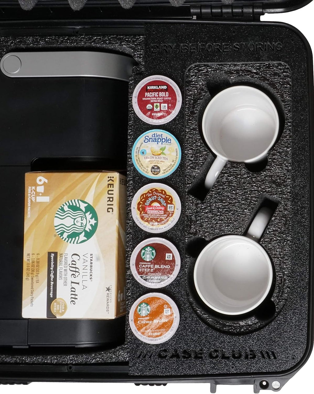 Case Club Pre-Cut Waterproof Case Compatible with Keurig K-Mini Coffee Maker - Holds 2 Mugs and Stores 5 Pods