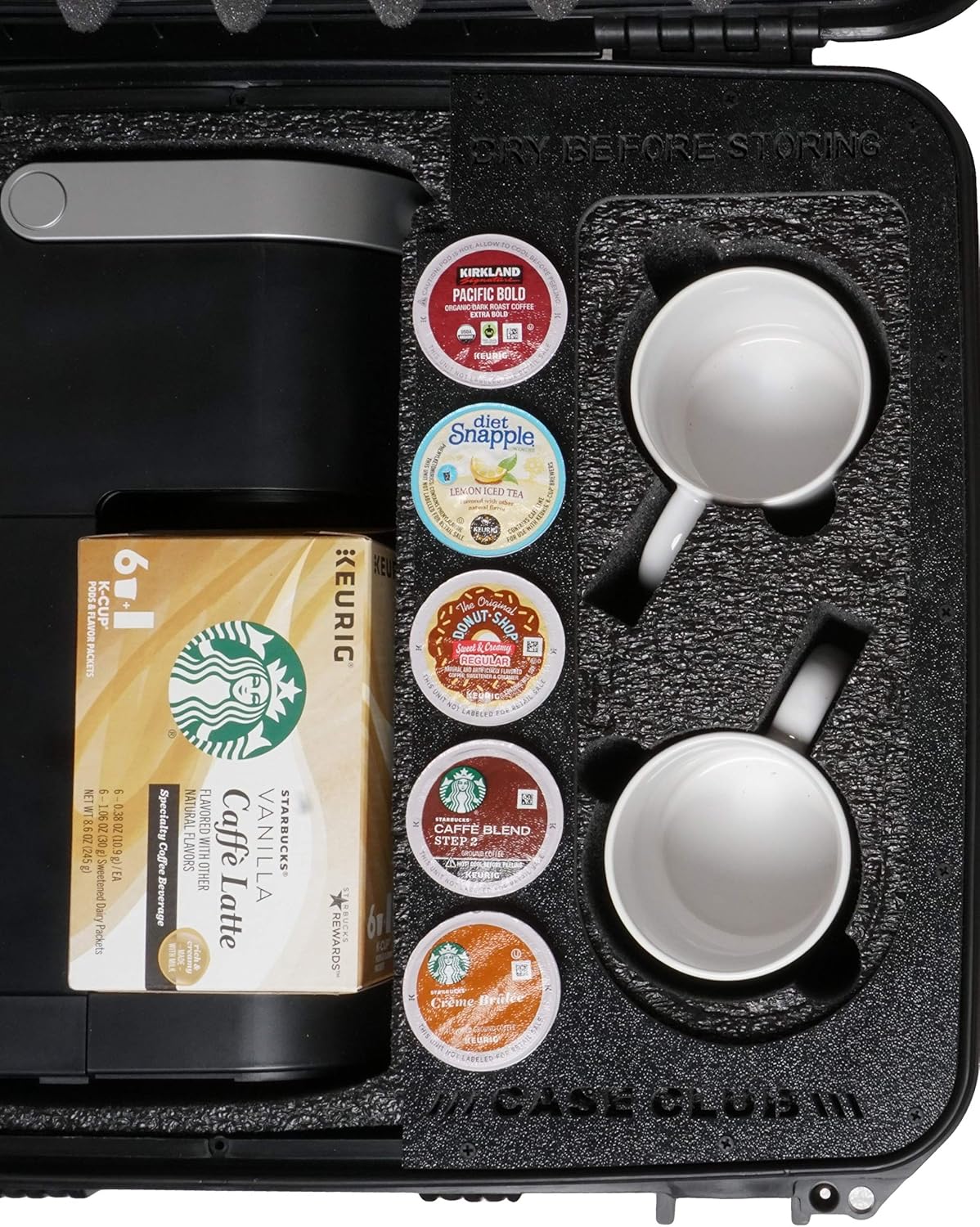 Case Club Pre-Cut Waterproof Case Compatible with Keurig K-Mini Coffee Maker - Holds 2 Mugs and Stores 5 Pods