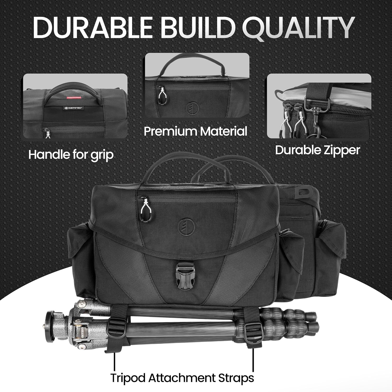 Tamrac Stratus 8 Camera Bag for Photographers, Camera Case for Photography Accessories, Shoulder Bag for DSLR and Mirrorless Cameras, Crossbody Camera Bag with Tripod Holder Strap - Black