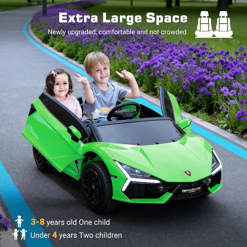 Oryxearth 2-Seater Ride on Car 24V Electric Lamborghini for Kids, 2WD with PU Leather Seats w/Adjustable Safety Belt, 2 Speeds Mode, Bluetooth, Remote Control, Gifts for Children