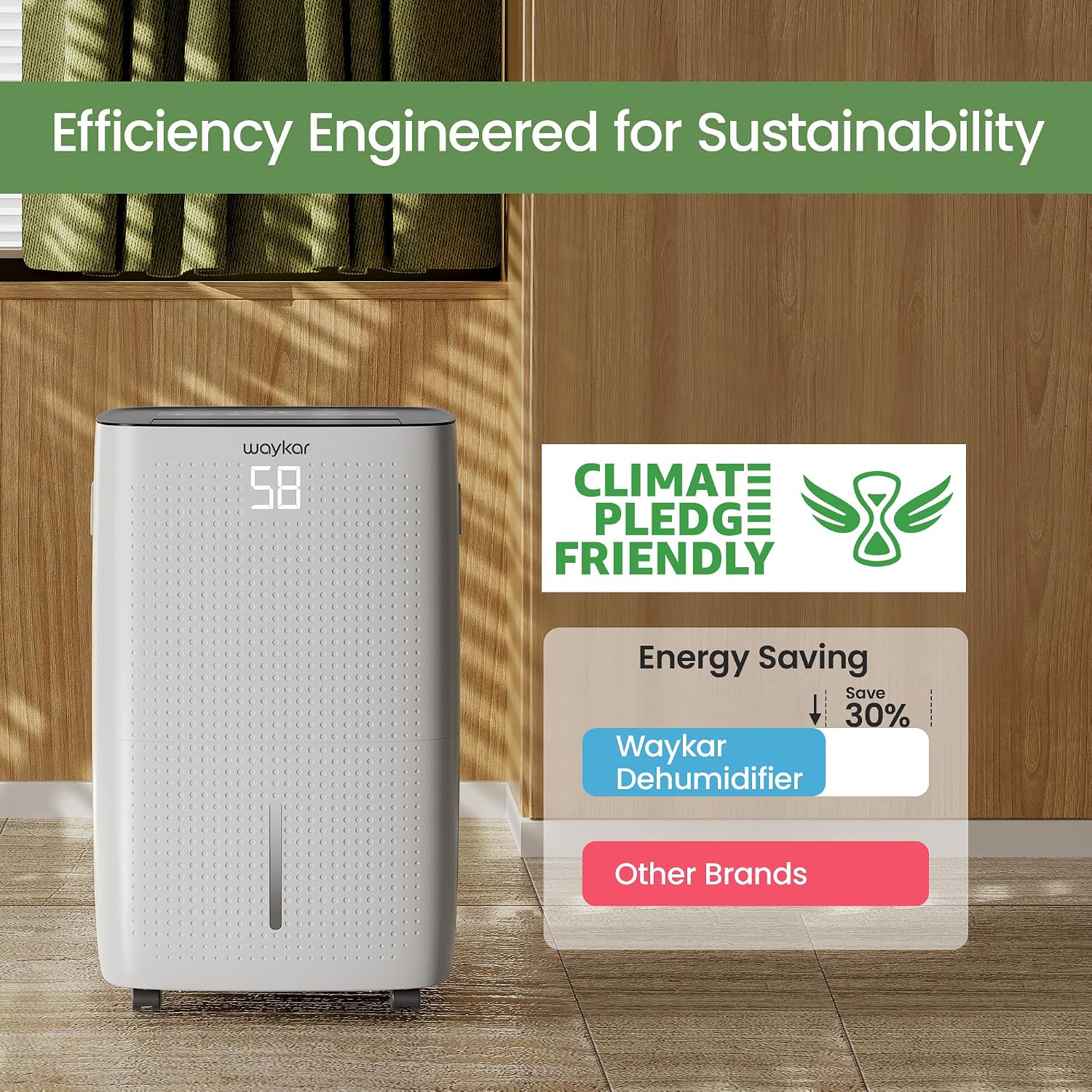 Waykar 150 Pints Energy Star Dehumidifier for Spaces up to 7,000 Sq. Ft at Home, in Basements and Large Rooms with Drain Hose and 2.11 Gallons Water Tank