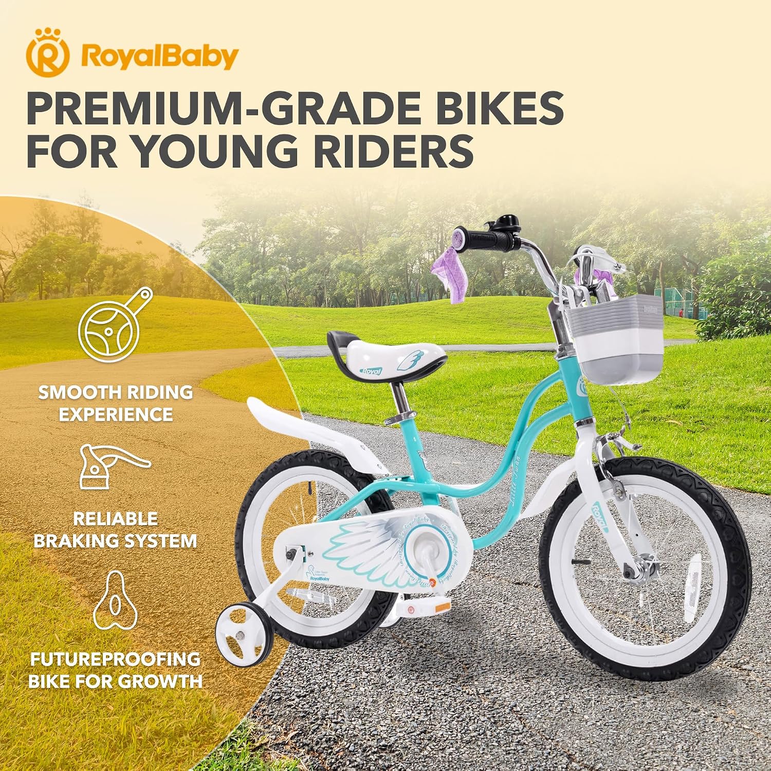 Royalbaby Princess Girls Kids Bike 12 14 16 18 20 Inch Children Bicycle with Basket for Age 3-12 Years