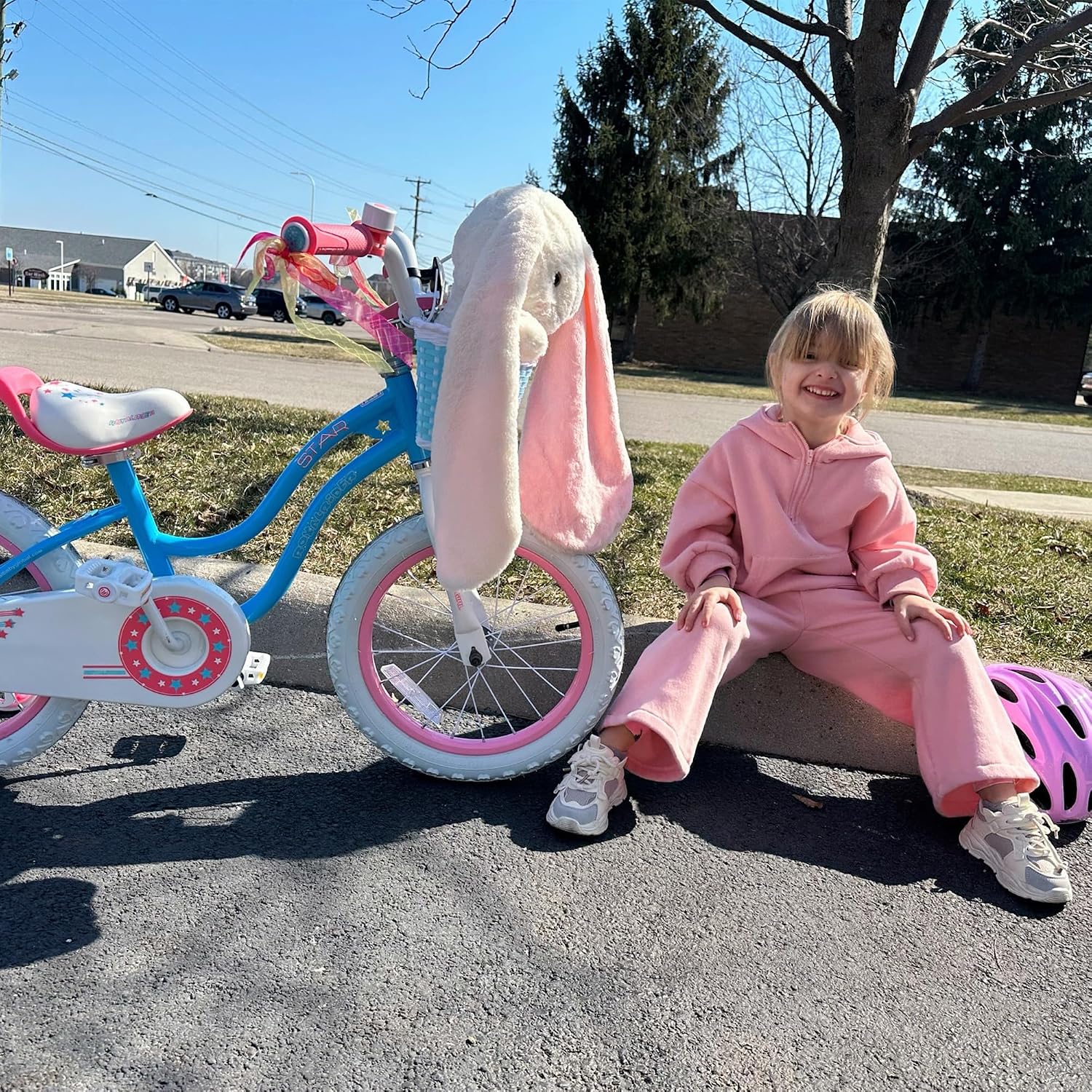 Royalbaby Stargirl Children's Bicycle Outdoor Adventure Ride-On Bike with Training Wheels, Adjustable Seat, and Basket, 14 Inch, Blue