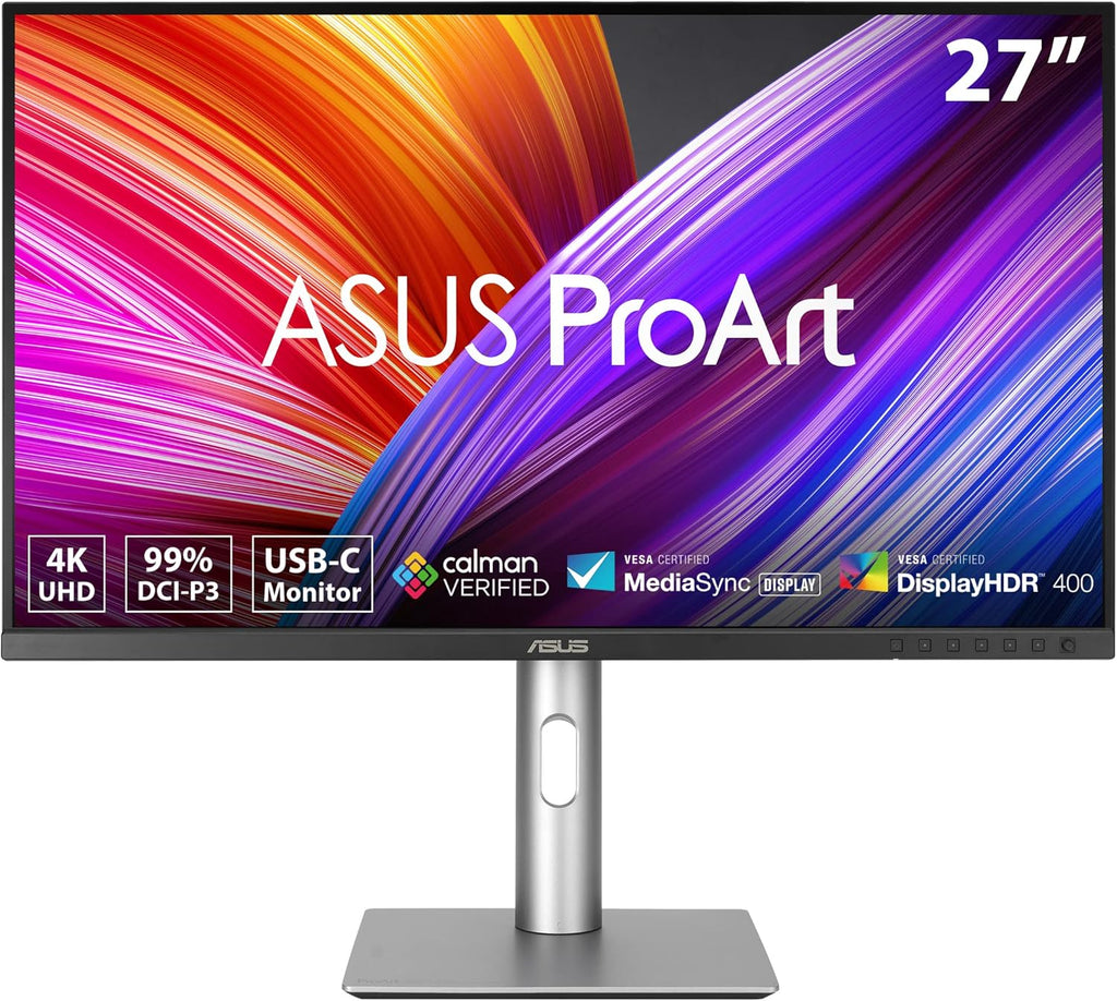 ASUS ProArt Display 27' 4K HDR Professional Monitor (PA279CRV) - IPS, UHD (3840 x 2160), 99% DCI-P3/Adobe RGB, ΔE < 2, Calman Verified, USB-C PD 96W, DisplayPort, Daisy-Chain, Ergonomic, 3yr Warranty