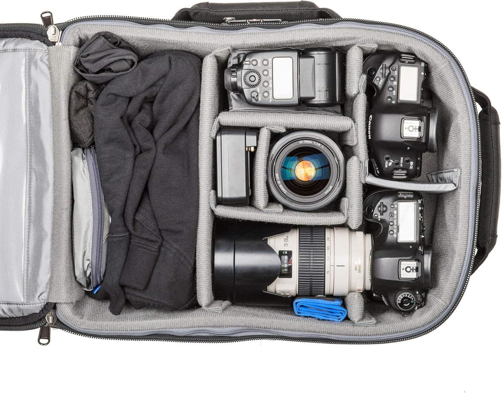 Think Tank Airport International V3.0 2 Wheel Rolling Carry-On Camera Bag, 80mm Quiet Wheels, Retractable Handle, Custom Design Interior Compartments - Black