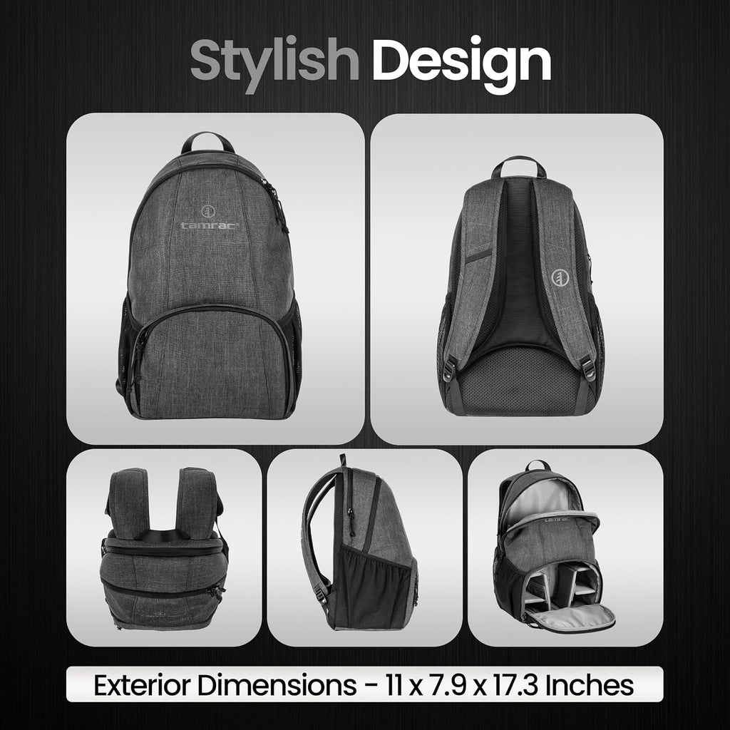 Tamrac Tradewind 24 Camera Backpack for Photographers, Compact DSLR Camera Bag with Laptop Compartment, Professional Photography Backpack, Travel Camera Carrying Case, Mirrorless Camera Bag, Dark Grey