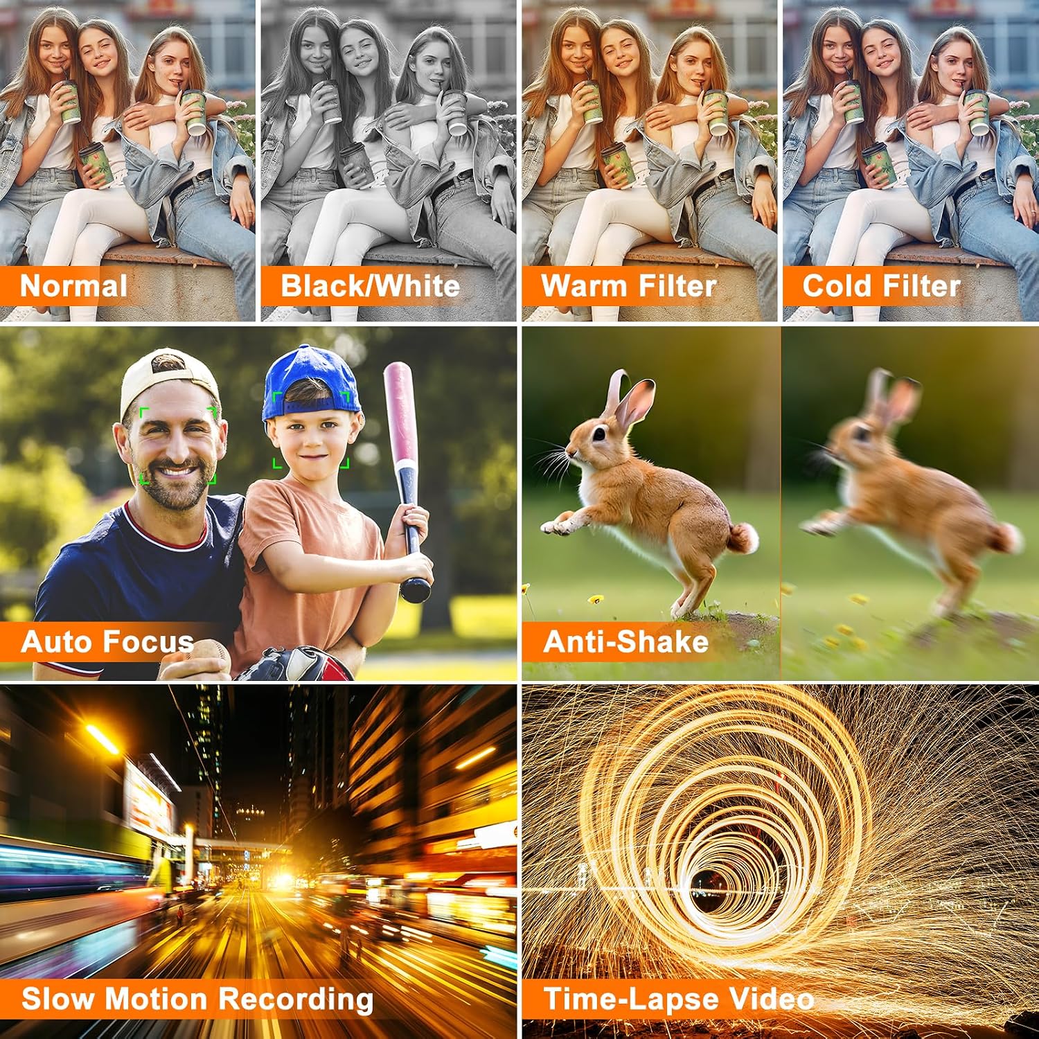 5K Digital Camera 64MP Cameras for Photography, 5X Optical Zoom Compact Travel Camera Front and Rear Dual Cameras Vlogging Camera for YouTube with 3.2' IPS Touchscreen, 64G TF Card, 2 Batteries